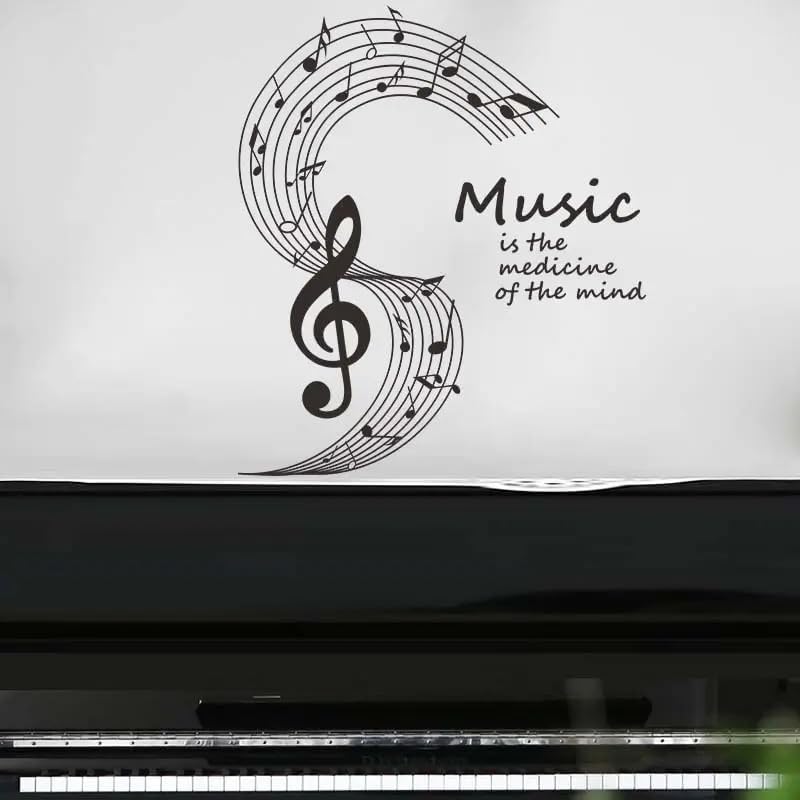 Miniatura 2 de Juego de calcomanías grandes de pared de notas musicales, mural de vinilo de 20 x 18 pulgadas para pared, cocina, guardería, oficina, decoración