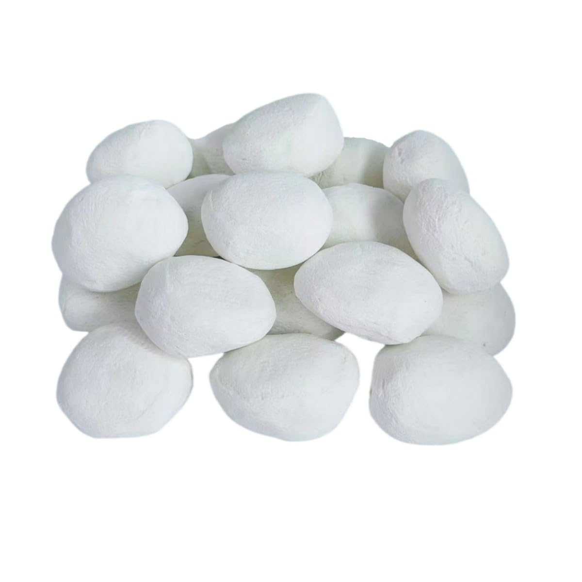 Ciottoli in ceramica per camino, 24 pezzi, ciottoli di lava rotondi, tronchi a gas, per caminetti e bracieri interni ed esterni, pietre decorative (bianco)