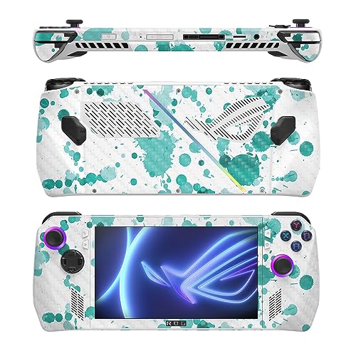Image of MightySkins Carbon Fiber Skin Compatible with Asus ROG Ally - Teal Splatter | Protective, Durable Textured Carbon Fiber Finish | Easy to Apply