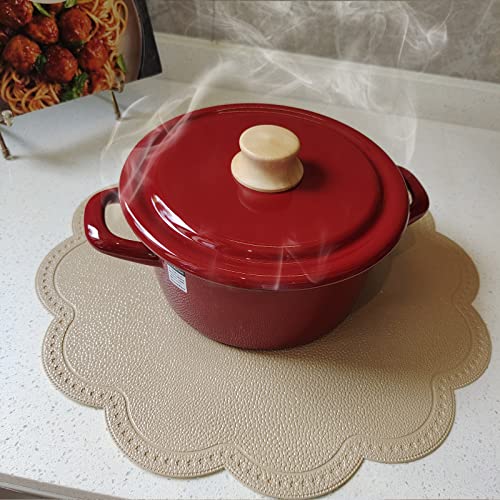 Kreatur Round Placemats,Pu Heat Insulation Stain Resistant Non-Slip Waterproof Dining Table Mats For Indoor & Outdoor Decor And Kids, Easy To Wipe (6,Golden Beige) #TOP3