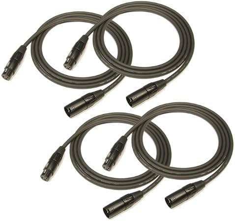 4 PACK 10' FT 3-PIN XLR MICROPHONE MIC PATCH CABLE CORDS 3M MPC270