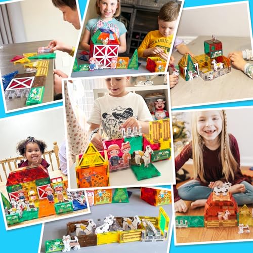 105 PCS Magnetic Tiles with Farm Animals, Magnetic Blocks Building Toys for 3+ Year Old Toddler, Construction STEM Magnet Toys Gift for Kids, Boys and Girls 3 4 5 6 7 8+ Year Old - Image 5