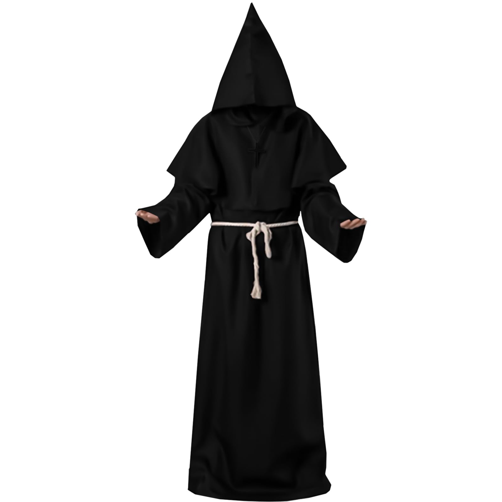 WirhautMonk Costume Adult, Hooded Monk Robe Costume Medieval Costume Men, Renaissance Priest Robe Monk Carnival Costumes for Fancy Dress Carnival