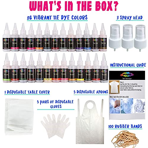 Mosaiz Tie Dye Kit Of 26 Colors, Spray Tie Dye For Creative Activities And Diy For Kids And Adults, Fabric Dyeing Set, Fun Summer Activity Outdoor #TOP3