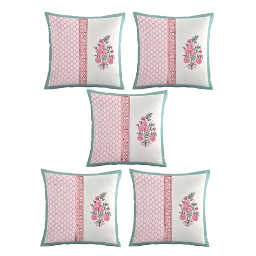 Image of BLOCKS OF INDIA Hand Block Printed Cotton 250 TC Linen Cushion Cover (16 X 16 Inches) (Color 3),Multicolor