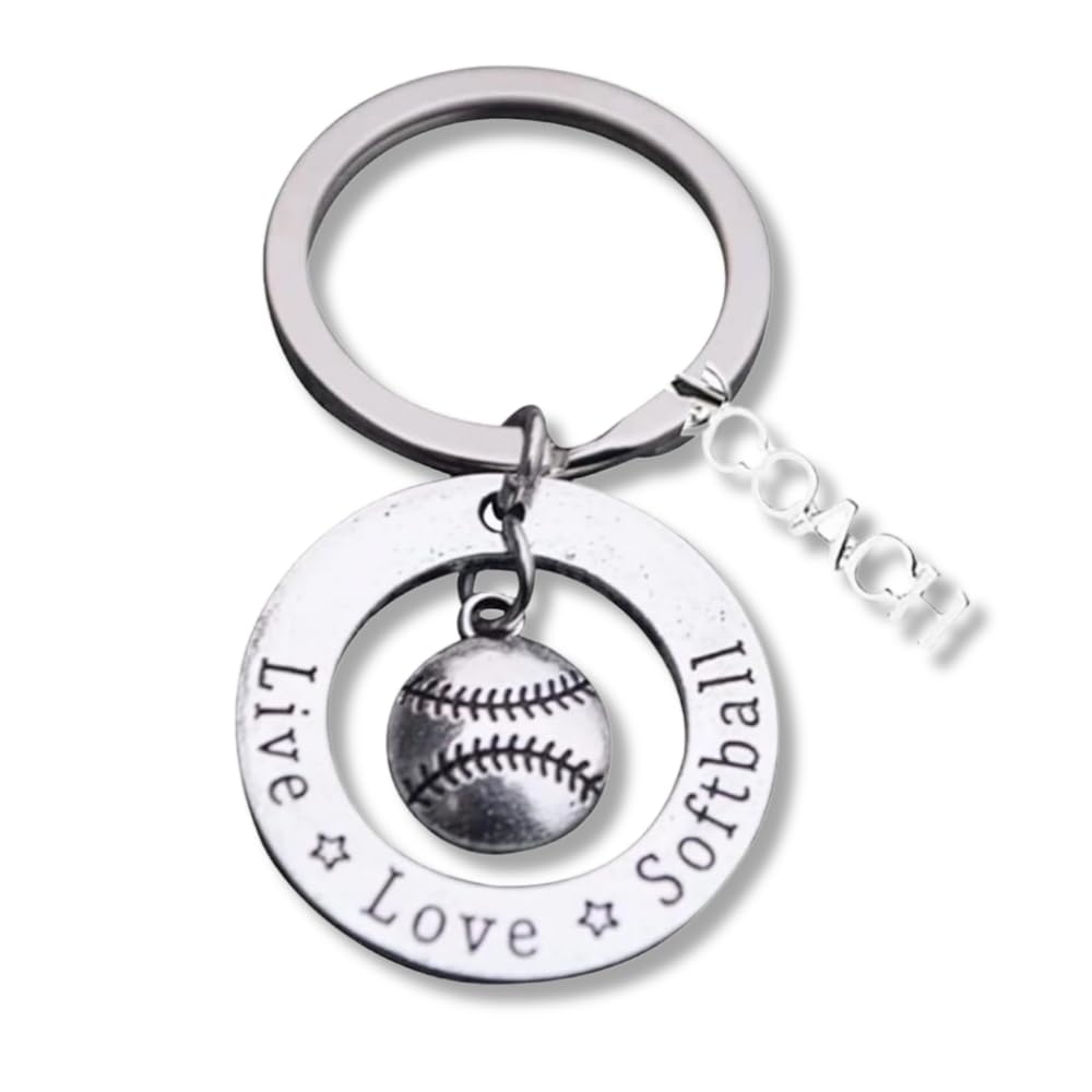Infinity Collection Softball Coach Keychain, Live Love Softball Gift, Softball Jewelry, Softball Coach Gifts, Thank You