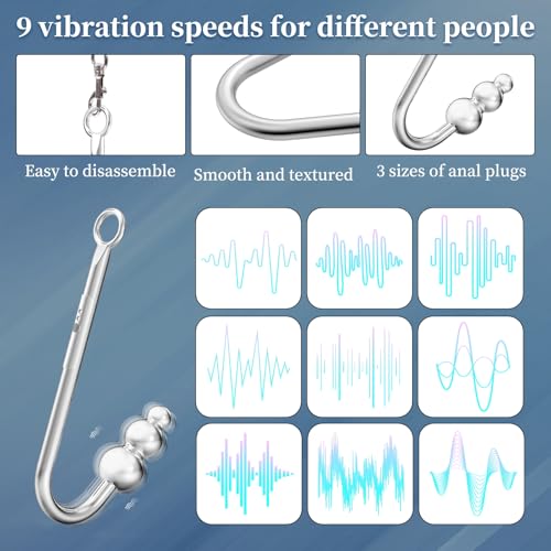 Image of Vibrating Anal Hook BDSM Sex Bondage - Neck to Wrist Restraints Kit, Sex Toys for Couple Adjustable Behind Back Handcuffs Bondage Restraints Set, Bed SM Adult Sex Game Play, Sex Toys for Beginner