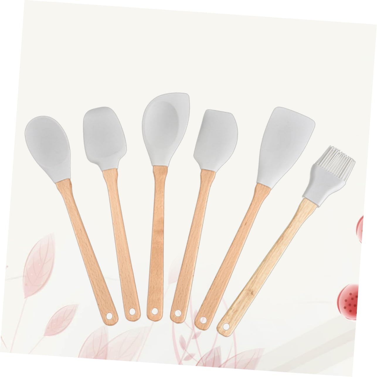Cabilock Set Di 6 Pentole Utensili Da Cucina Utensili Da Cucina Utensili Da Cucina In Legno Antiaderente Bambù Grigio