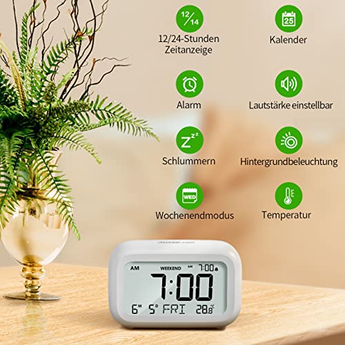 DOOMAY-Digital-Wecker-Nachttisch-Batteriebetriebene-Uhr-mit-LCD-Display-Volumen-einstellbar-Snooze-und-Wochenendmodus-fuer-Schlafzimmer-Schreibtisch-Reisen