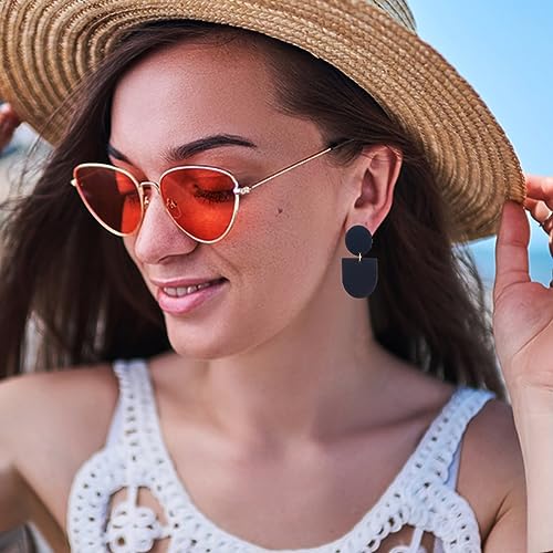 ANATTASOUL 4 Pairs Geometric Drop Dangle Earrings Lightweight Polymer Clay Stud Handmade U Shape Boho Irregular Statement Earrings for Women Anniversary Birthday Christmas Valentine’s Wedding Gift with Box 6