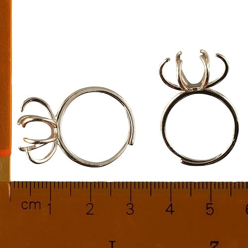 Miniatura 7 de 4 anillos de garra en blanco, 6 ajustes de anillo de garras, bases de componentes de anillo de latón ajustables para fabricación de anillos de
