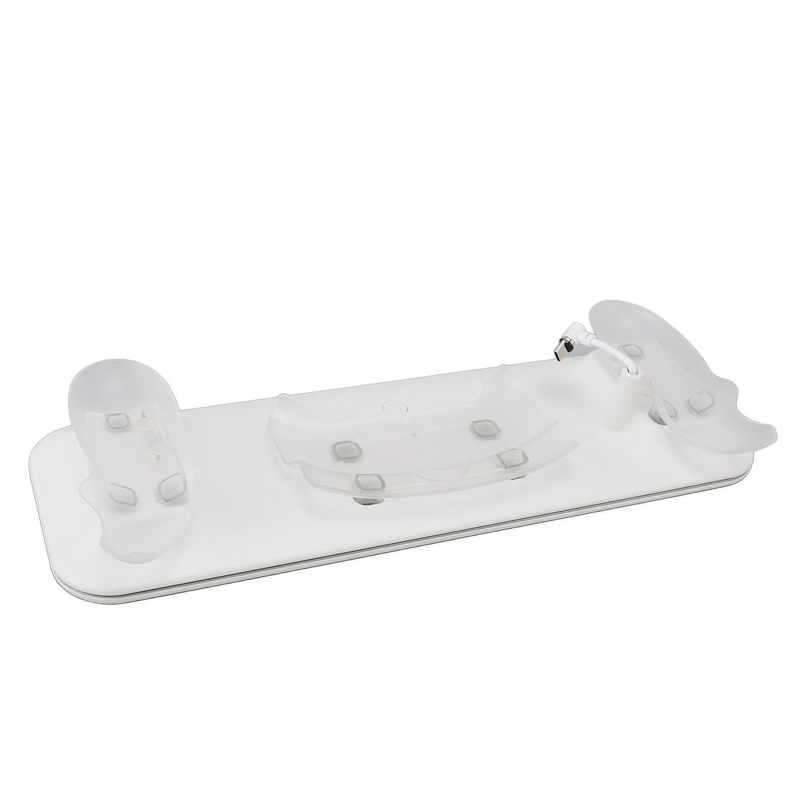 Dock di ricarica per controller visore VR, supporto magnetico per stazione di ricarica con luce RGB, caricabatterie wireless da 2,4 GHz per occhiali VR, include 2 batterie da 1200 (Bianca)