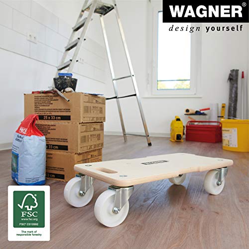 WAGNER Transporthilfe MM 1326 I 59 x 29 x 13,5 cm - Tragkraft 400 kg - ideal für Unhandliches, Geräte & Möbel I 3 Griffmulden I bestens beweglich I FSC®-zertifiziert - 20132601