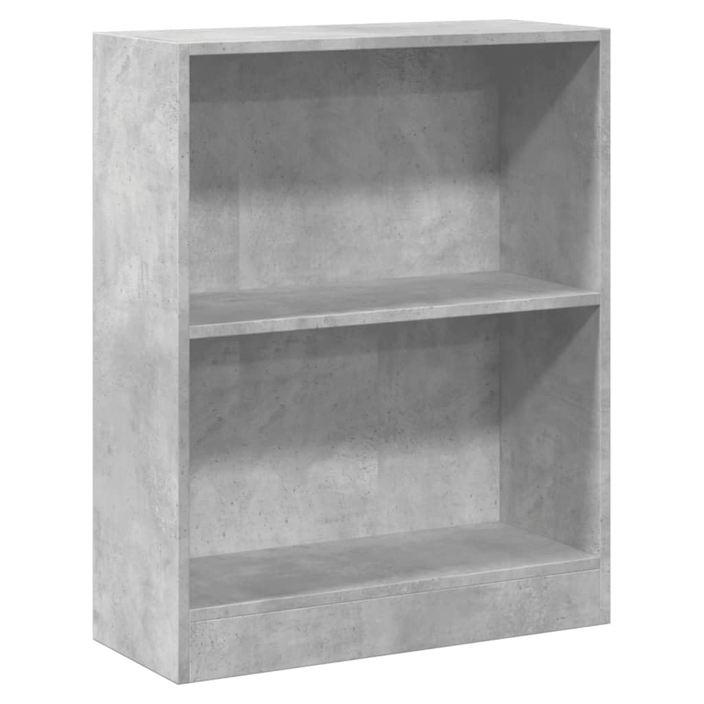 Libreria 2 Ripiani Grigio Cemento 60x24x76 cm Legno Multistrato | Scaffale autoportante compatto per soggiorno e studio, ideale per organizzare libri e oggetti decorativi.