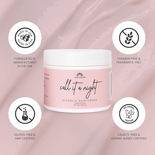 Miniatura 4 de Skin Deva Crema de ácido glicólico que exfolia la piel durante el sueño  ilumina corrige manchas oscuras y sombras uniforme el tono de la piel