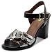 Ollio Womens Double Buckle Metallic High Heel Sandal