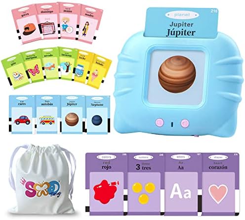 TimingSXD Spanish Flash Cards for Kids,Bilingual Flash Cards for Toddler/Beginning - ABC,Numbers,Colors,Shapes,Español/English Talking Flash Cards for Preschool,Kindergarten,Ages 2+