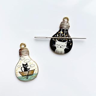 2 Pieces Needle Minders Magnetic, Enamel Cat Light Bulb Needle Nanny, Cross Stitch Embroidery Needle Holder, Needle Minder