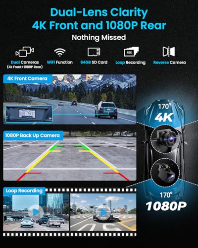 Image of IK9 9 inch Wireless CarPlay & Android Auto Screen, Portable Car Stereo with 4K Dash Cam & 1080p Rear Camera, CarPlay with Backup Camera, Touch Screen GPS Display, Mirror Link, Apple Car Play Screen
