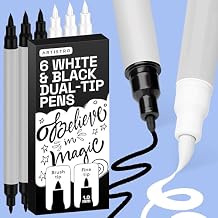 ARTISTRO Acrylic Paint Pens Dual Tip Markers Brush & Fine Tip Paint Pens for Calligraphy, Crafts, Greeting Cards, Ornament Decor, DIY Art Black&White