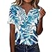 Womens Tops Summer Button V Neck Short Sleeve T Shirts Casual Floral Print Boho Clothes 2026 Spring Fashion Outfits