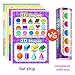 Laminated Preschool Poster for Toddlers and Kid, 4 Pieces Full Laminated Posters Alphabet, Number 1-10, Number 1-100 and 2D/3D Shapers for Nursery Homeschool Kindergarten Classroom, 16.9 x 11.9 Inch