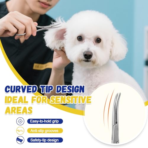 Image of Dog Ear Hair Removal Kit - Ear Powder, Safety Round Tip Scissors & Locking Tweezers - At-Home Grooming Set for Hair Plucking, Wax Removal & Odor Control - Ideal for Poodles & Doodles