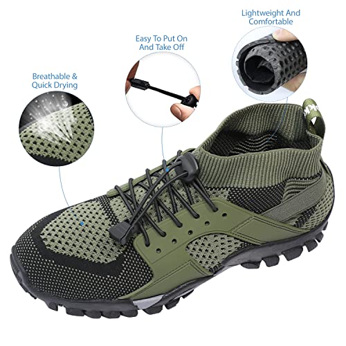Mexyz Men Women Water Hiking Shoes Trail Running Shoes Orthopedic Slip Resistant High Top Aqua Wading Shoes For Fishing River Creek Swim Walking Sneakers Green #TOP1