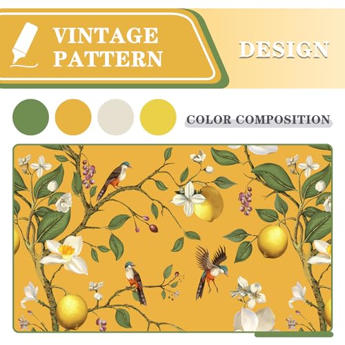 Image of MYSKY HOME Floral Blackout Curtains 63 inch Length, Vintage Floral Curtains for Living Room Bird Lemon Patterned Curtain for Bedroom Farmhouse, Room Darkening Grommet Drapes 2 Panels, 52W Each Panel