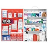 MFASCO Workplace Metal First Aid Kit - 4 Shelf Wall Mount Cabinet with Medications - Large Metal First Aid Box for Office with Supplies - Commercial Grade for Businesses - Emergency Preparedness