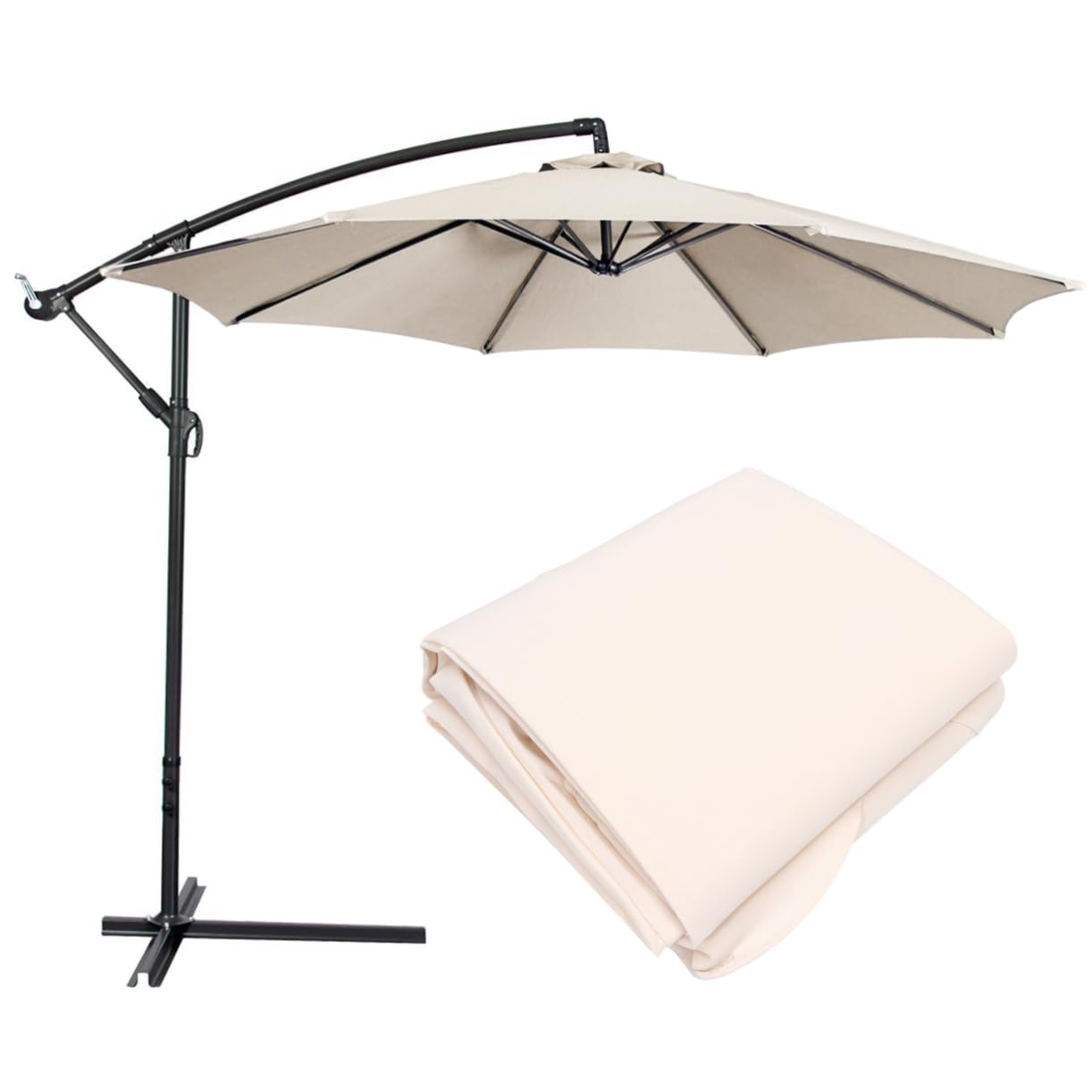TOYANDONA Ombrellone da Giardino 3 Metri in Poliestere Beige Protezione UV