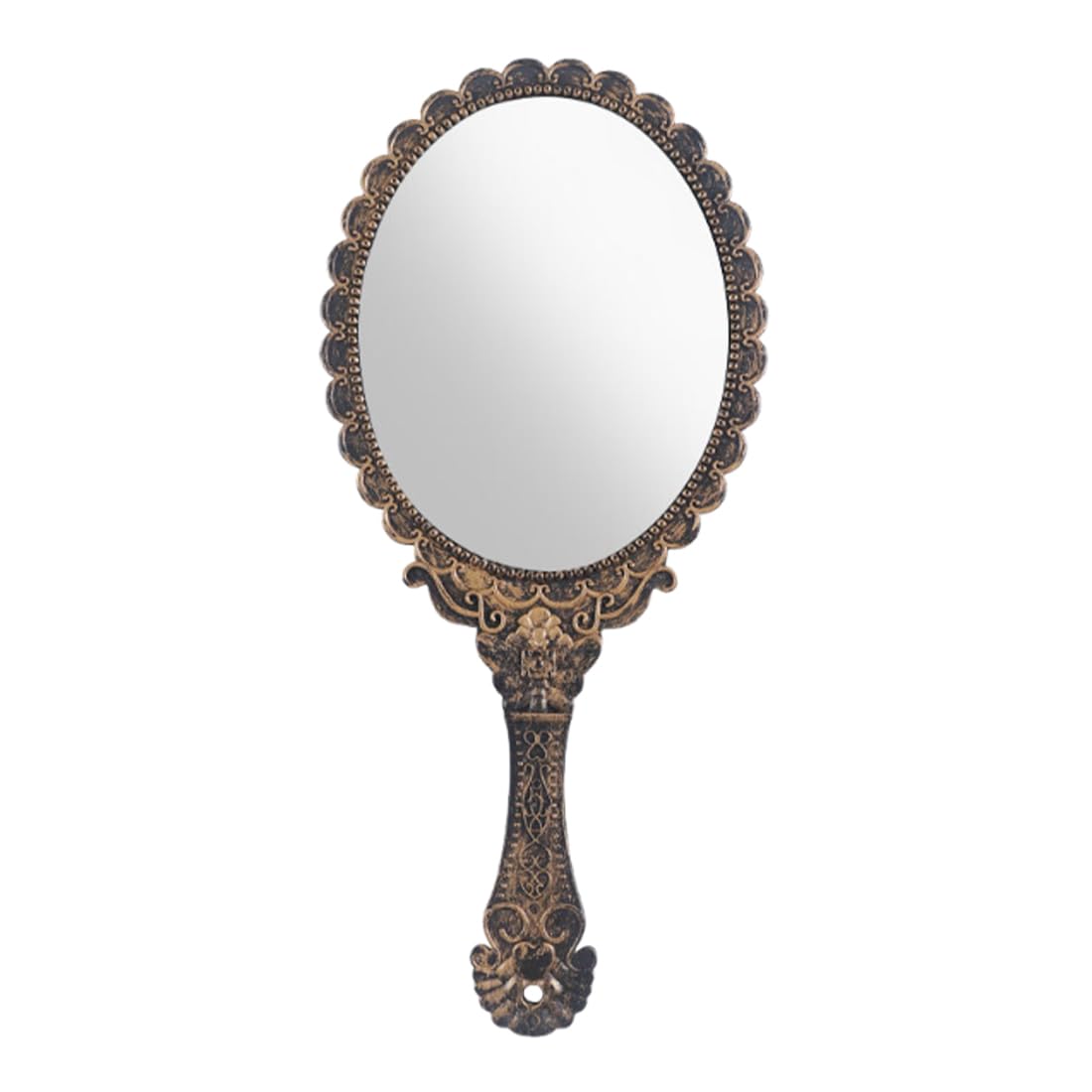 Specchio Portatile Vintage a Mano, Specchio con Manico, Specchio Portatile Professionale, con comoda maniglia, per parrucchiere, barbiere, salone di bellezza e dentista, 11,5 x 25 cm