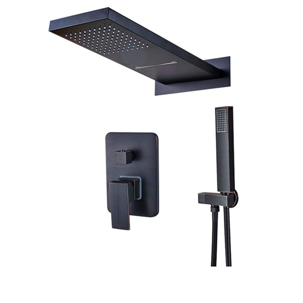 SWENEEN Handheld Showershower System,Hot And Cold Water Bathroom Shower Combination Set,Single Handle Shower Faucet Set With Waterfall Shower Head,Hand Shower,Oil Rubbed Bronze,Oil Rubbed Bronze