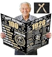 Turypaty Large 100th Birthday Card With Envelope for Men Women, 1926 Black Gold Happy 100th Birth...