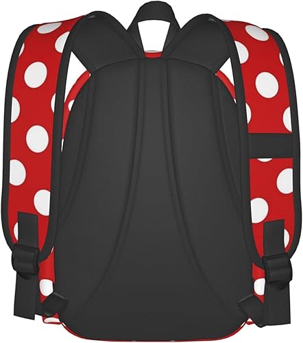 Miniatura 3 de KiuLoam Mochila de 17 pulgadas, mochila para laptop, bolsa de hombro, mochila escolar casual, Lunares rojos y blancos., Mochila para laptop