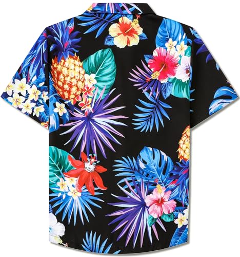 Image of SANGTREE Girls & Women's Hawaiian Shirts Button Down Short Sleeve Floral Tropical Shirt Beach Vacation Blouse Tops