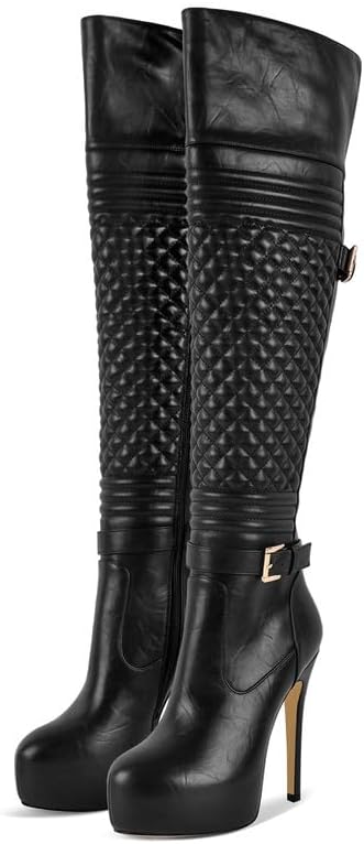 Only maker Women's Over the Knee Thigh High Boots-Platform Stilettos High Heel Boot