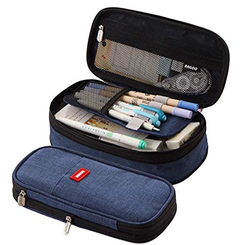 Preisvergleich Produktbild genialkiki Bleistiftetui mit großer Kapazität, Stiftbeutelhalter Tasche Schreibwarenbox Große Aufbewahrung Schreibwaren Organizer mit Reißverschlüssen für Schulbedarf Bürobedarf