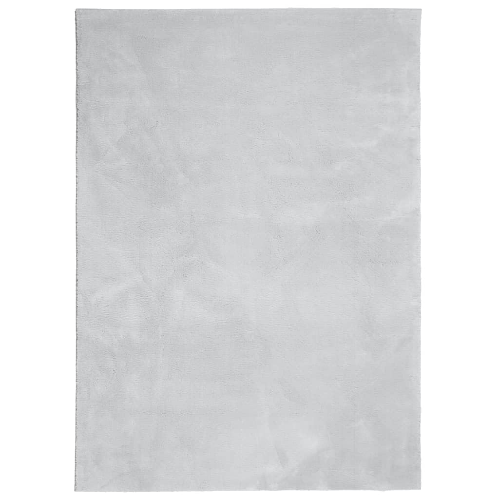 Tapis de salon gris HUARTE 160x230 cm en polyester doux pour un intérieur moderne