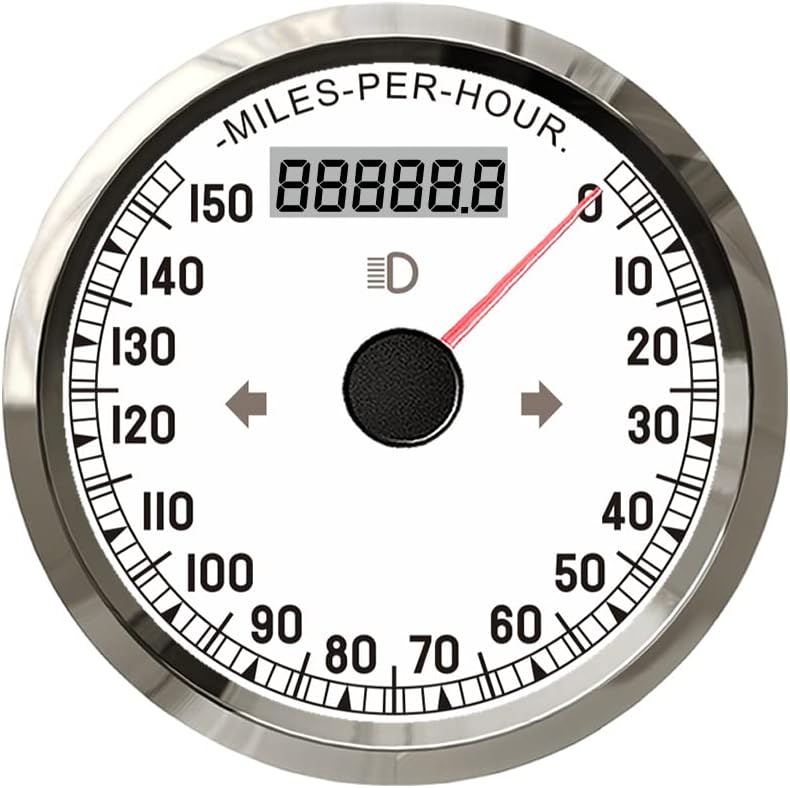 SPR 2022 New 85mm GPS Speedometer 80 mph 150 mph with top View for Motorcycle car Motorhome Hot Rod Vehicle (TNG85V-150M-WS)