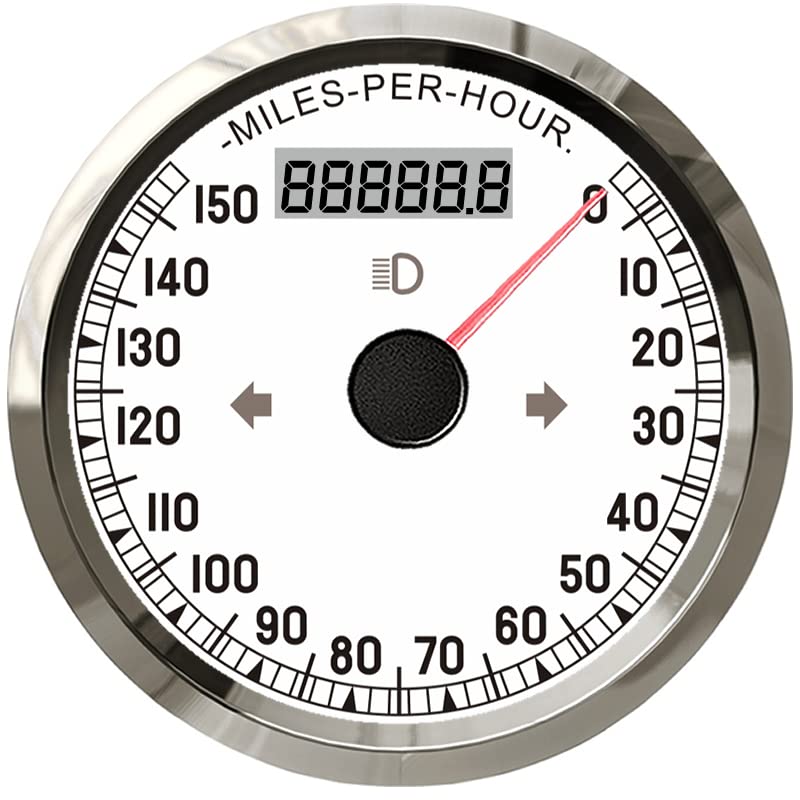 SPR 2022 New 85mm GPS Speedometer 80 mph 150 mph with top View for Motorcycle car Motorhome Hot Rod Vehicle (TNG85V-150M-WS)