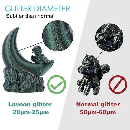 Image of LOVOON 3D Printing PLA Filament 1.75mm Sparkle Glitter, Burnt Titanium 3D Printer Filament, Sparkle in Sunlight Filament, Subtle Glitter Under the Light, Galaxy Green, 1KG(2.2lbs) /Spool
