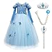 Mädchen Aschenputtel Kleid Deluxe Prinzessin Schmetterling Kostüm Geburtstagsfeier Festkleid Cocktailklei Verkleidung Halloween Cosplay Fancy Party Outfit Prinzessin Dress up Blau+Zubehör 4-5 Jahre