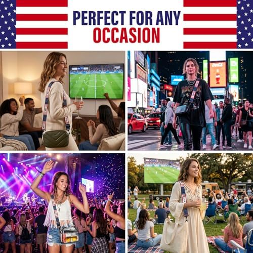 Crossbody Purse Strap Replacement for Clear Bag for Stadium Events β Adjustable 1.5β Wide Woven Strap for Stadium Bags, Tote & Handbags β Game Day, Soccer, Concerts & 250 Anniversary - (USA Design) - 5