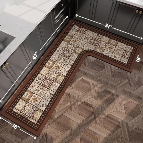 Tapete de Cocina en L Antideslizante Lavable 2'7"x3'11" miniatura 2