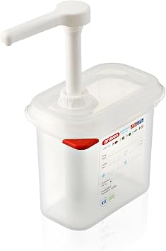Araven Sauce Dispenser with Pump, Single Container for Serving Condiments in Commercial Kitchen, 1 Oz Capacity, 1 Count, Clear