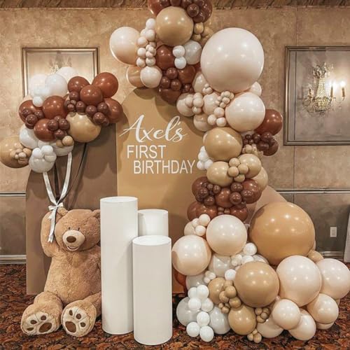 Image of PartyWoo Brown Balloons 50 pcs 12 Inch Pearl Boho Neutral Coffee Dark Brown Latex Helium Balloons for Wedding Baby Shower Gender Reveal Graduation Birthday Party Decorations Brown-Z08