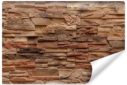 Muralo - Carta da parati 3D effetto pietra – Carta da parati in tessuto non tessuto – effetto 3D – Carta da parati per soggiorno e camera da letto – motivo mattoni – Br. 135 cm x altezza 90 cm