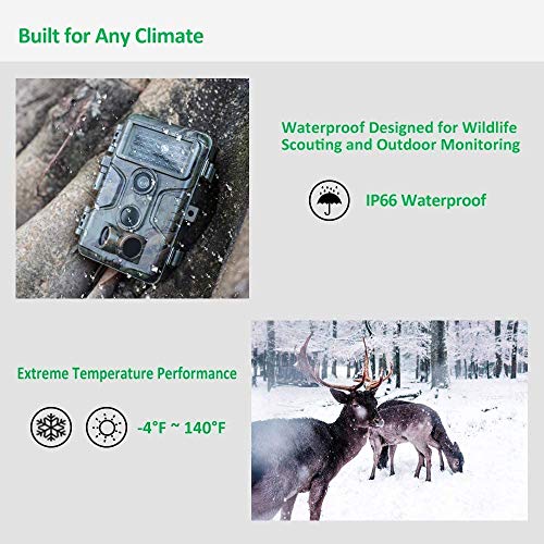 GardePro A3 Trail Camera 24MP 1080P, H.264 HD Video, Clear 100ft No Glow Infrared Night Vision, 0.1s Trigger Speed, 82ft Motion Detection, Waterproof Cam for Wildlife Deer Game Trail