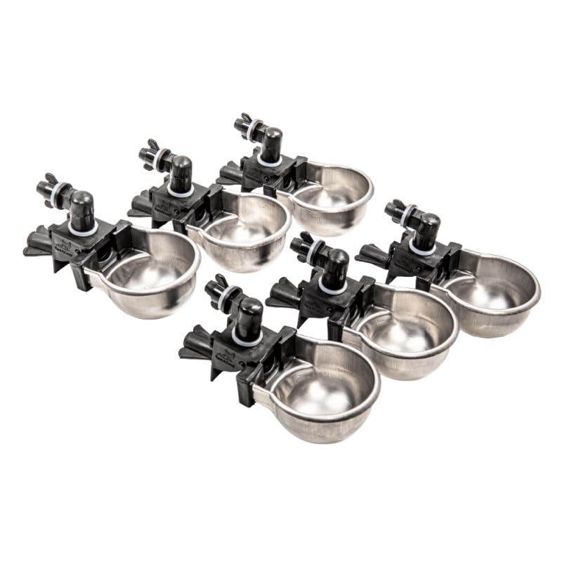RAC Paws by RentACoop DIY Auto-Fill Metal Cups Waterer Kit - Great for Small Animals Pets Bunnies Ferret Chickens Hamsters Guinea Pigs Rabbits Chinchillas Mice Rats - 6 Pack